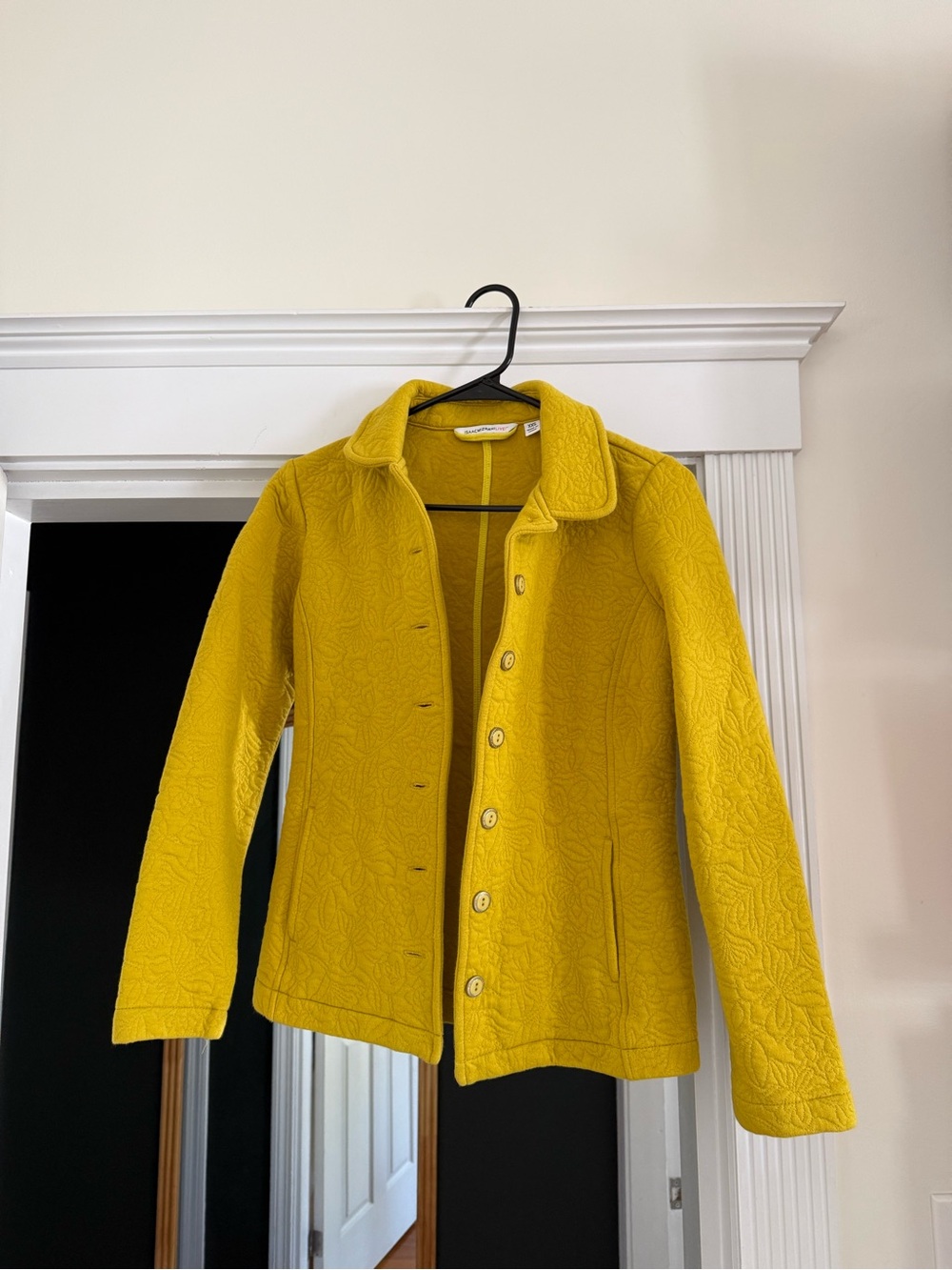 Yellow Quilted Button-Front Trench Jacket